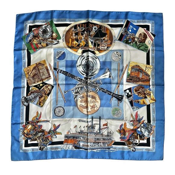 Authentic HERMES 100% Silk Square Scarf 90cm “New Orleans Creole Jazz” - Picture 2 of 15
